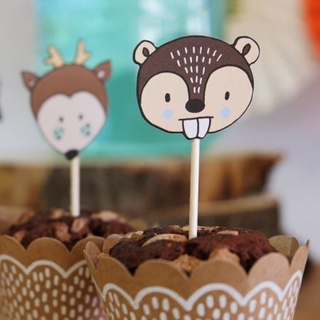 6 moules à cupcakes en papier Kraft - Woodland pour fêtes et