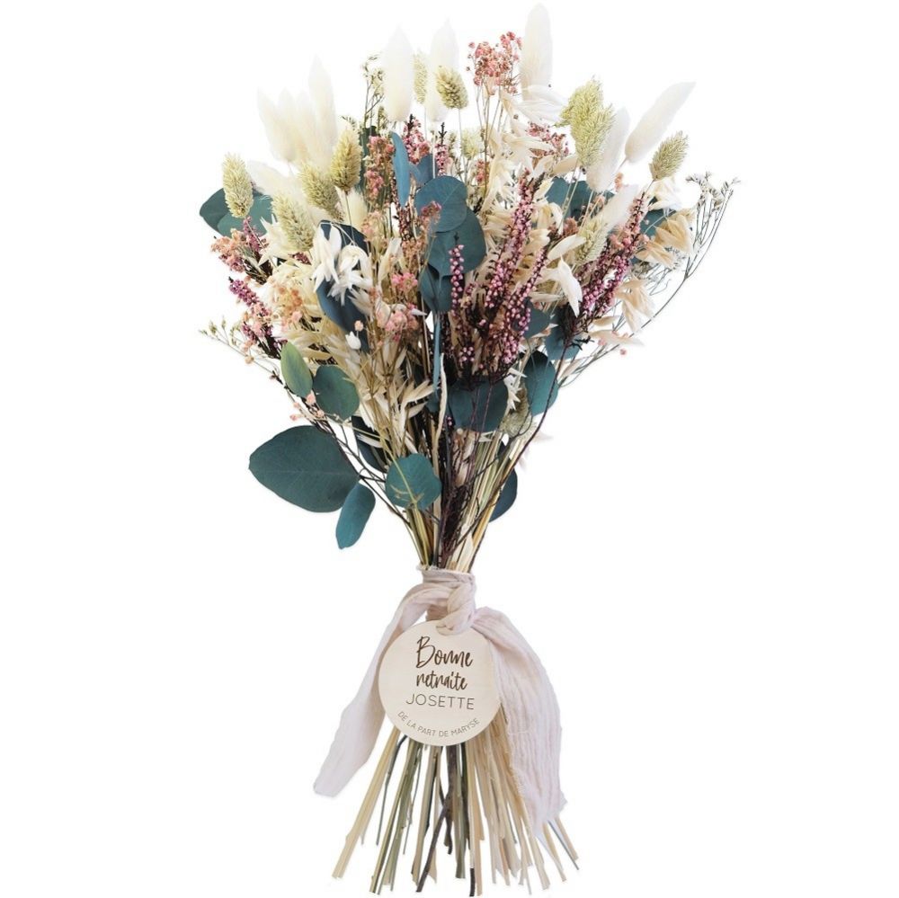 Grand Bouquet De Fleurs Sechees Retraite Etiquette Personnalisable