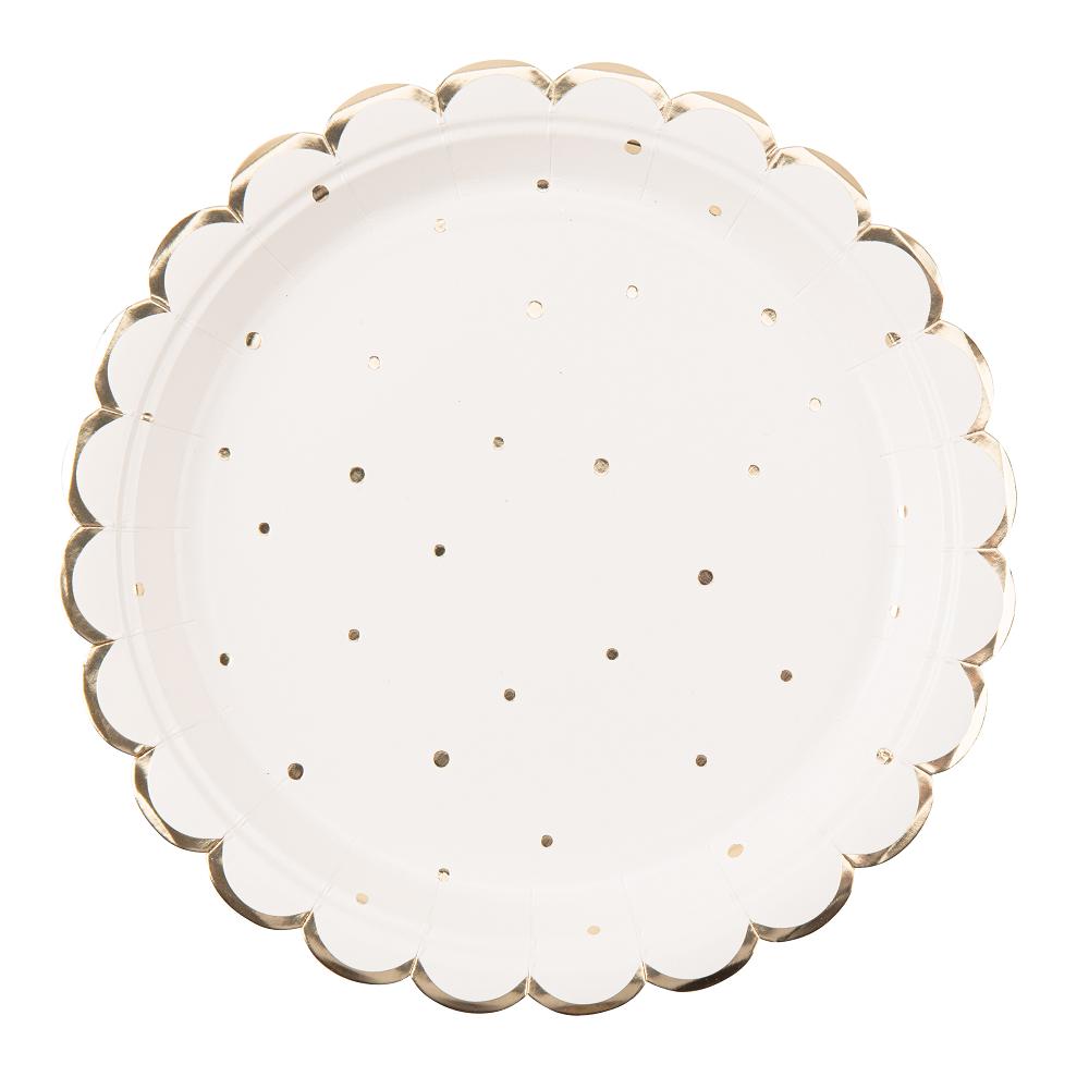Assiettes Festonnees 23 cm Blanc x 8 pieces, vaisselle jetable pas cher -  Badaboum