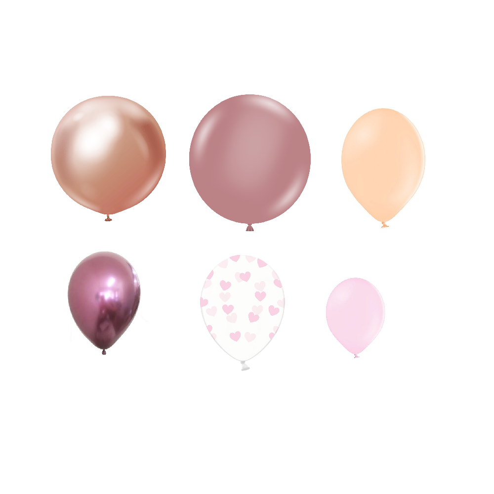 15 ballons rose gold, rose et nude