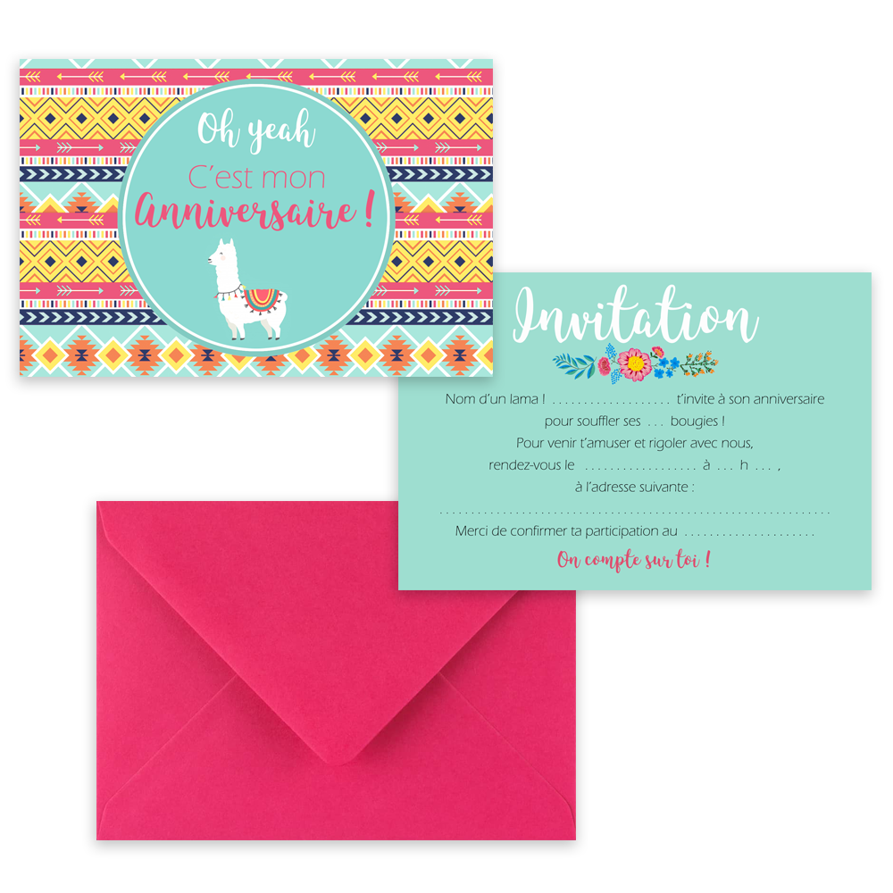 Cartons d'invitation et enveloppes - Anniversaire enfant - Fille
